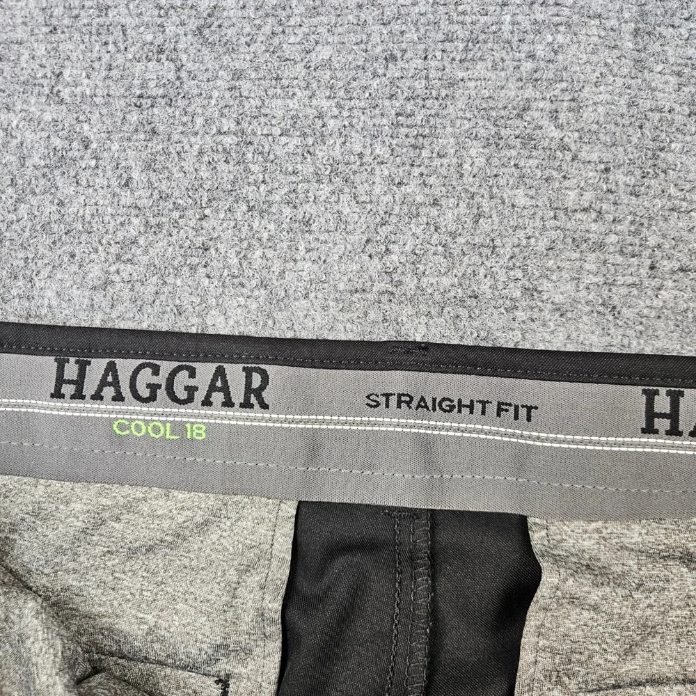 Haggar Cool 18 Pro Black Straight Fit Performance Dress Pants Mens 32x30